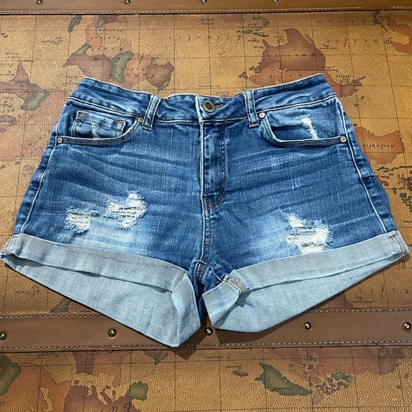 Wax Jean Pants - Wax Jean Womens Small Dark Wash Distressed Jean Denim Summer Casual Shorts